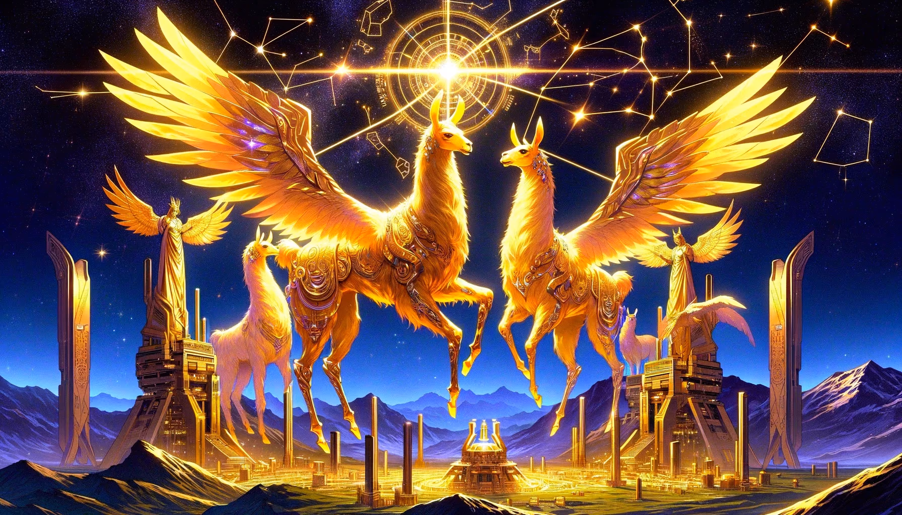 Chakana Vortex · Golden Flying Llamas